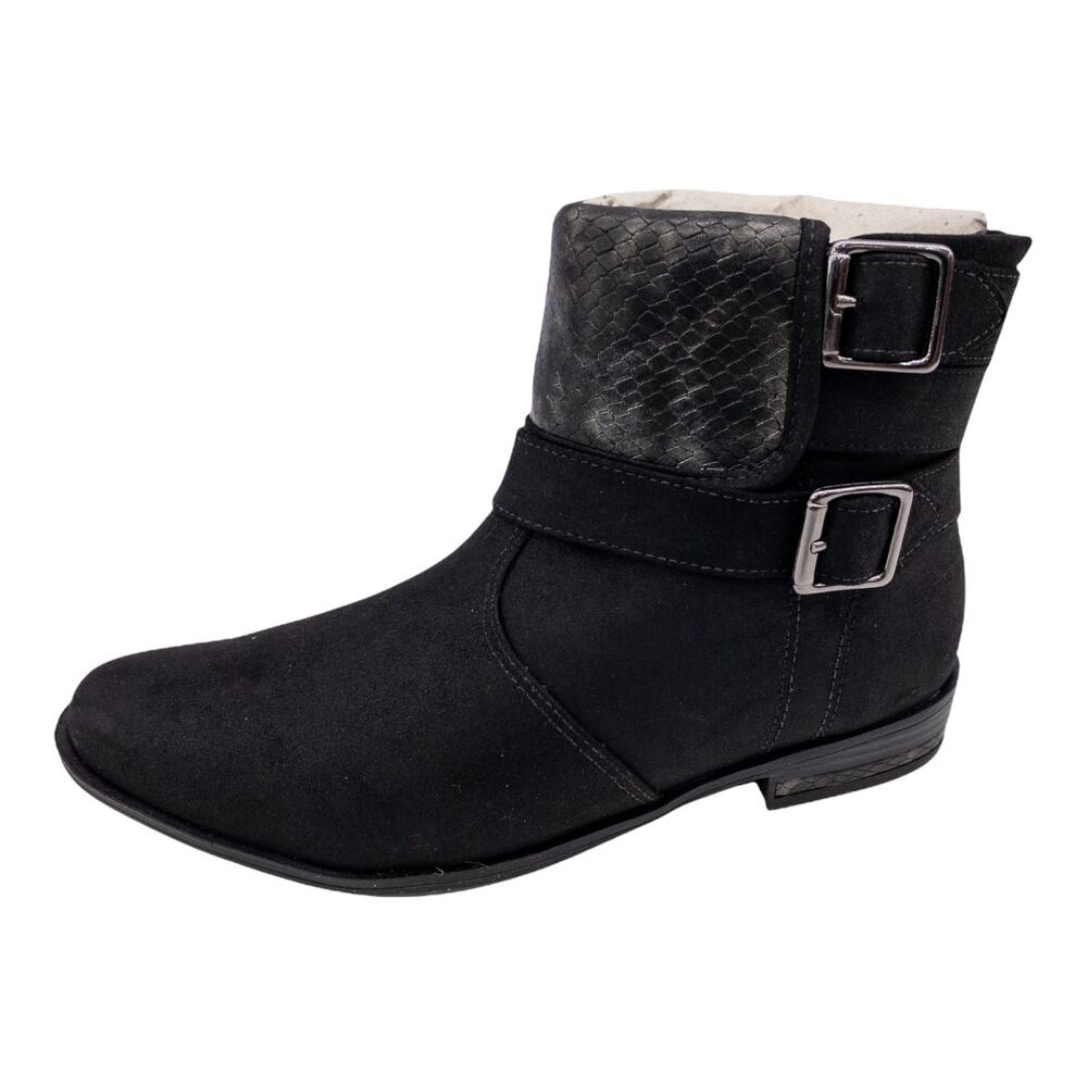 RAMARIM Black Snake Napa Leather Buckle Ankle Boot Women's Size 5 Brazilian NWT